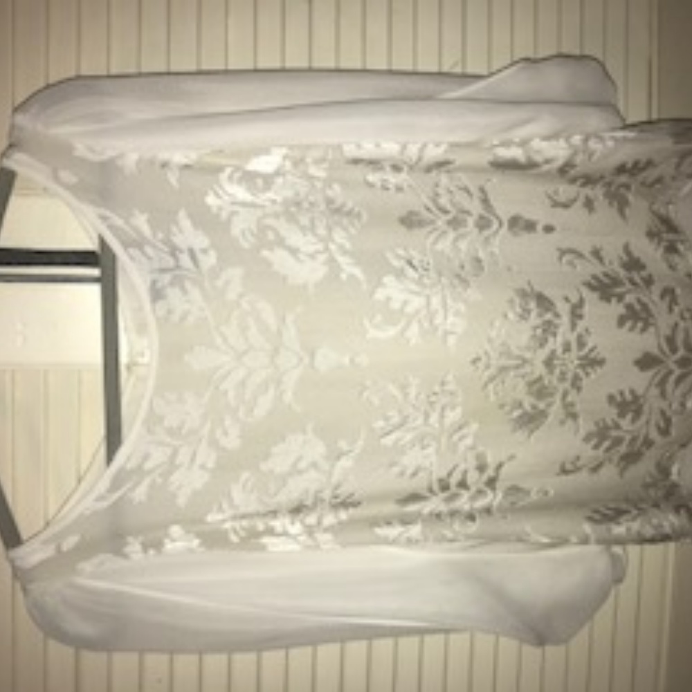 white silky top with velvet pattern